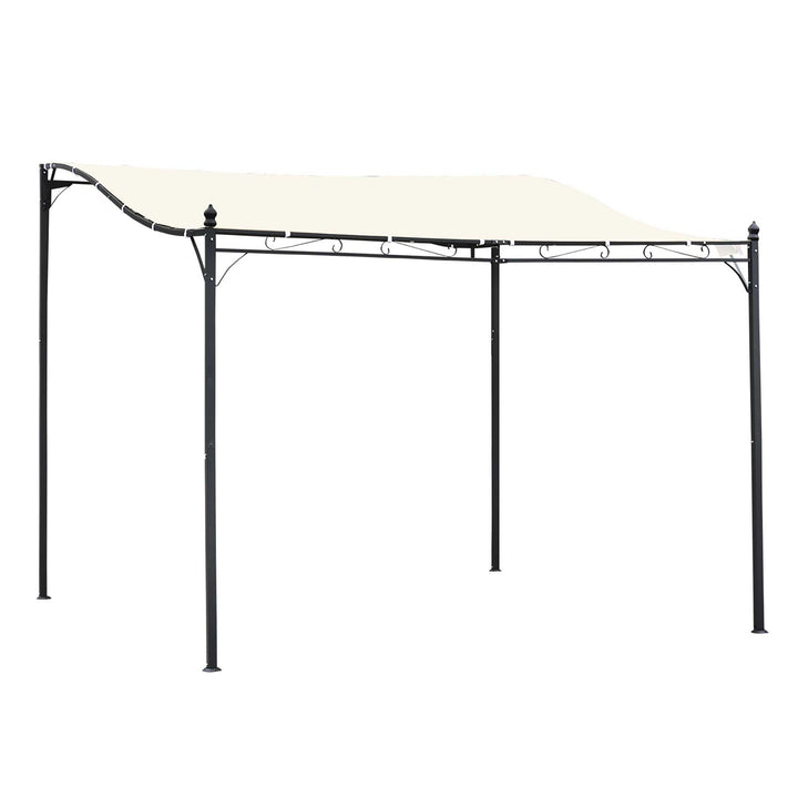 Pérgula de jardim 3x3m Gazebo com Toldo e 4 Furos Drenantes para Pátio Terraço Metal e Poliéster 180 g / m² resistente Creme