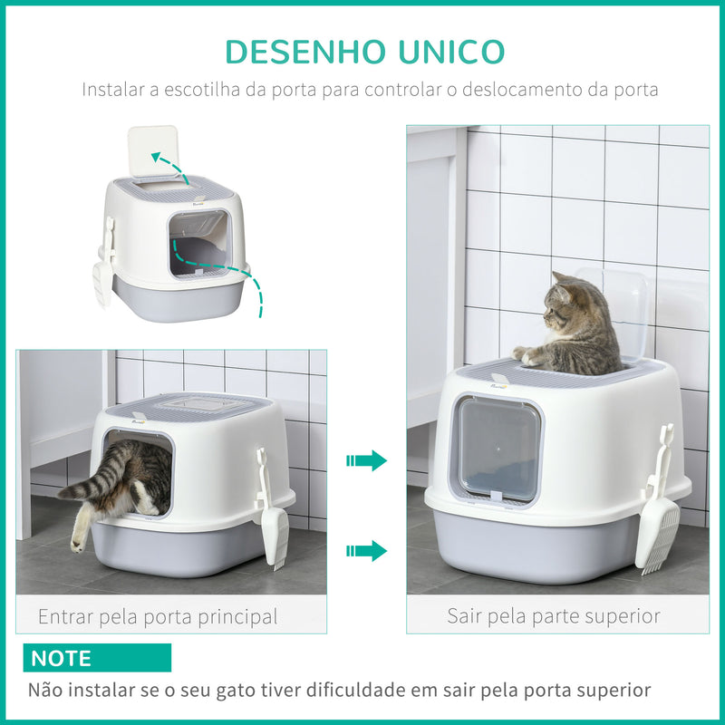 Caixa de Areia para Gatos Fechada com Porta Dianteira, Bandeja