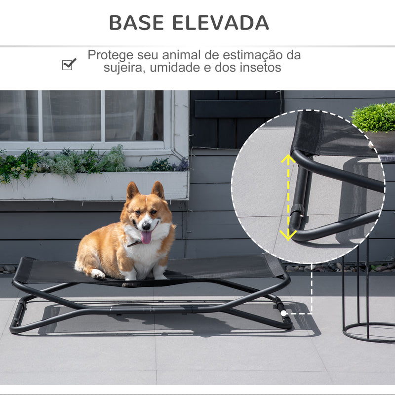 Cama Elevada para Cães Dobrável Cama para Animais de Estimação Pequenos e Médios com Tecido de Malha Respirável Estrutura de Aço para Interior e Exterior 111x65,5x19cm Preto