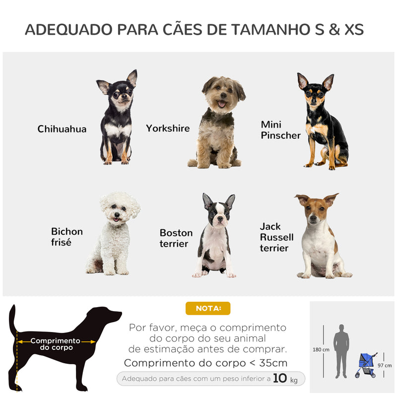 Carrinho Cães Animais de estimação Dobrável Azul 75 x 45 x 97 cm