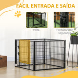 Parque para Cães de 6 Painéis Gaiola de Metal para Animais de Estimação com Largura Ajustável e Estrutura de Aço 82,5-150x79x61 cm Preto