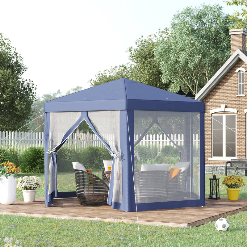 Tenda Hexagonal Tenda de Jardim com Rede Mosquiteira Portas com Zíper e Orifícios de Drenagem para Exterior Varanda 197x250 cm Azul