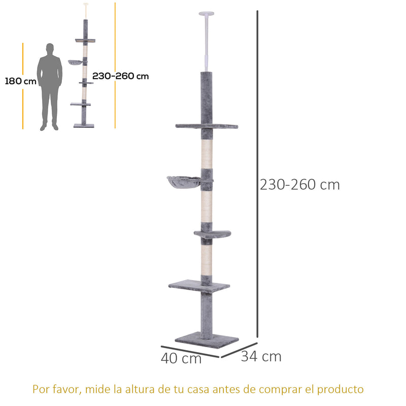 Árvore com Plataforma para Gatos arranhador para gatos Brinquedo para Gatos Carga de 15kg Cinza