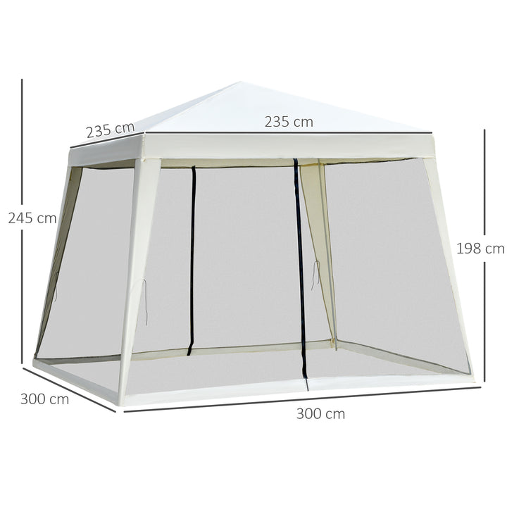 Tenda de Jardim 3x3m Tenda com 4 Partes Laterais Rede Mosquiteira com Zíper Proteção UV para Patio Bege