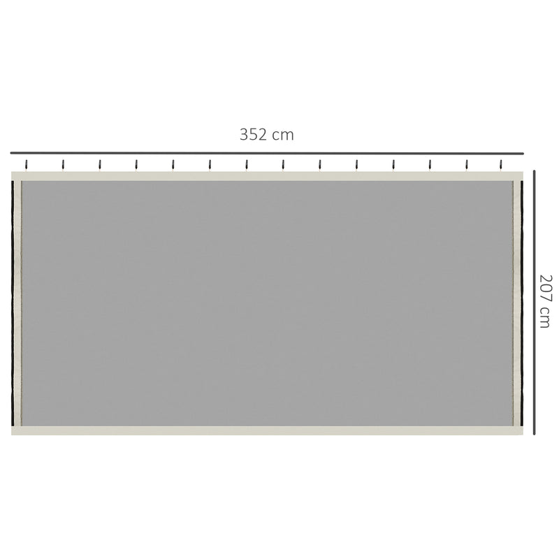 4 Painéis Laterais 352x207 cm para Tenda de Jardim Mosquiteira para Gazebo Gazebo com Zíperes e Anéis Preto