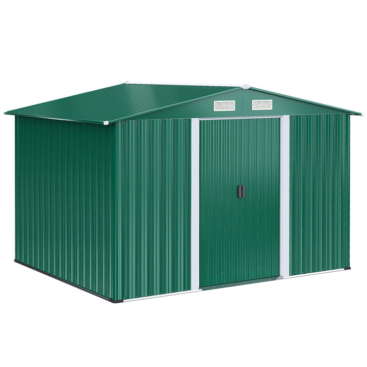 Barracão Metálico Placa Verde para armazenar ferramentas com grande espaço 246x192,5x177,5 cm