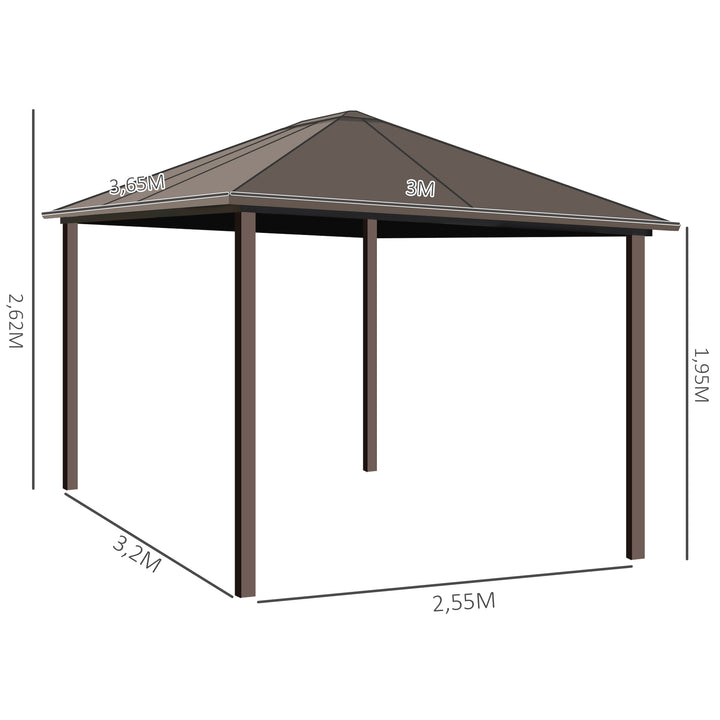Pérgola para Jardim com Parede Lateral e Rede Mosquiteira 365x300x265 cm Marrom