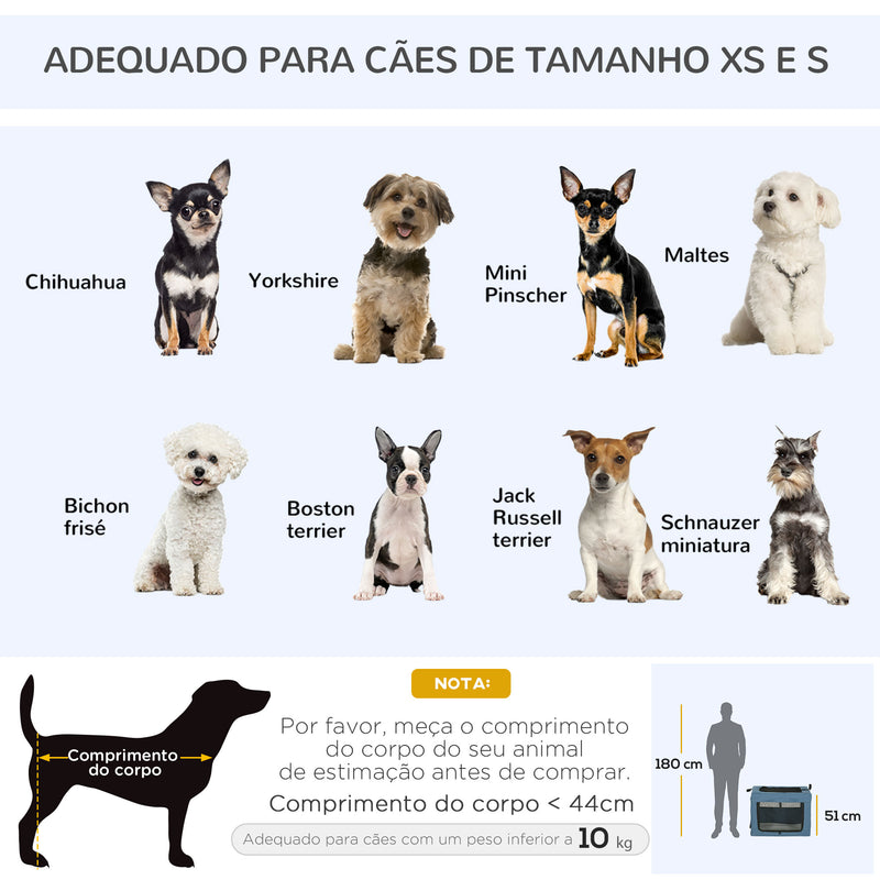 Transportadora para Cães e Gatos Bolsa Portátil e Dobrável para Animais de Estimação Transportadora com 3 Portas e Almofada Suave 69x51x51cm Azul