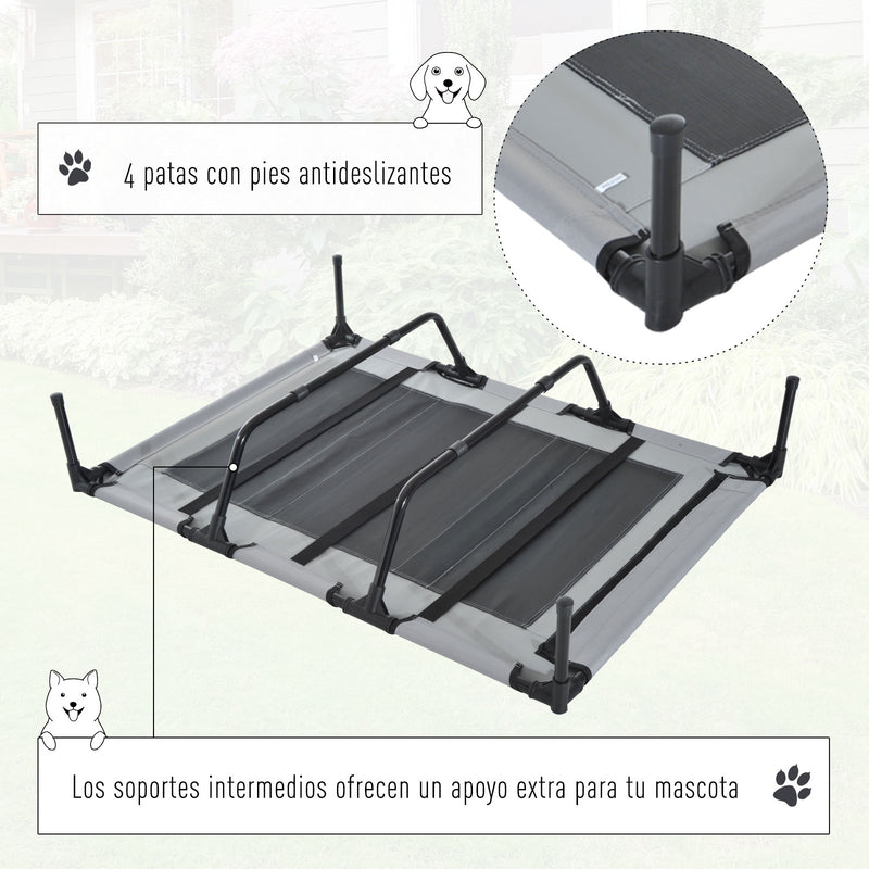 Cama elevada para animais de estimação Portátil com tecido respirável de toldo removível para interior e exterior 122x92x108 cm cinza