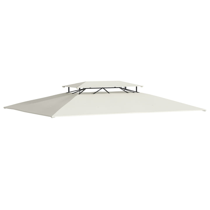 Toldo de Substituição 4x3m para Pérgola de Jardim 2 Níveis Respirável com 8 Orifícios de Drenagem Cobertura Superior de Substituição para Pérgola Exterior Bege