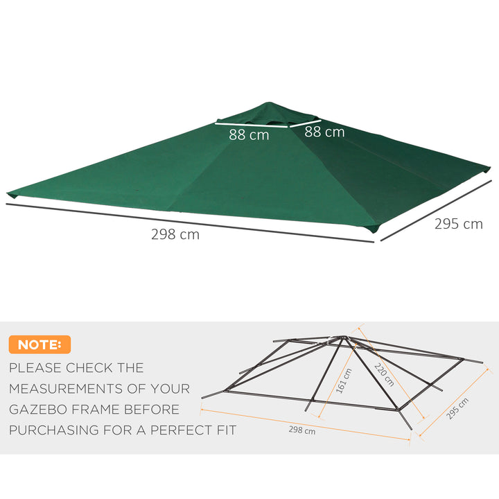Toldo de Substituição de 3x3m para Pérgola de Jardim com 8 Orifícios de Drenagem e Ventilação Verde