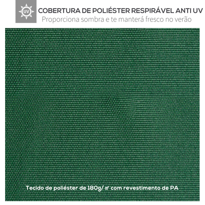 Toldo de Substituição de 3x3m para Pérgola de Jardim com 8 Orifícios de Drenagem e Ventilação Verde
