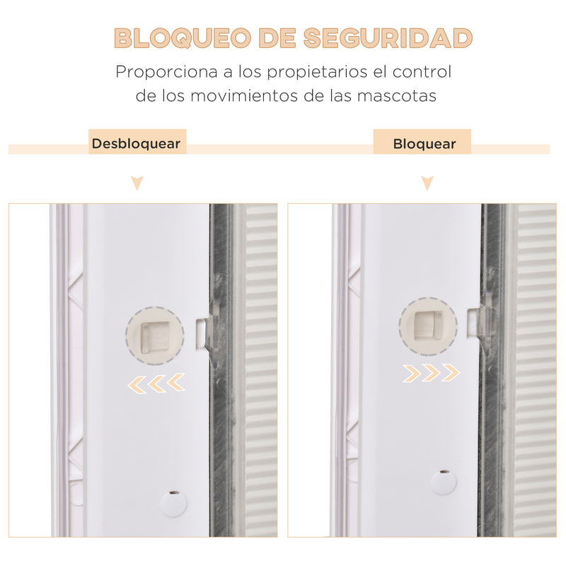 Porta para Cães e Gatos com Fechadura Magnética 2 Vias de Sistema de Bloqueio Porta para Animais de Estimação para Entrada e Saída Fácil de Instalar 38,6x5,5x52cm Branco