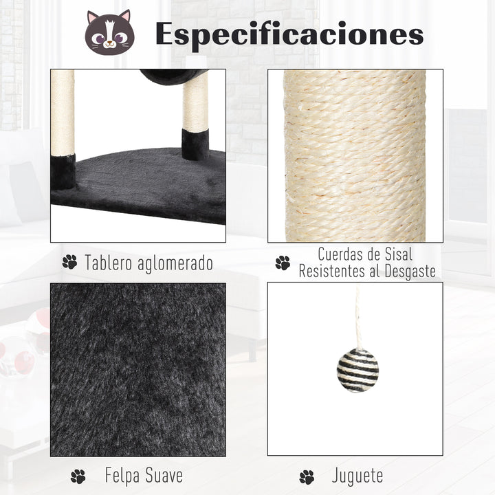 Árvore Arranhador para Gatos Grande Altura 155cm Torre de Escalada para Gatos com Caverna Redes Plataformas Postes Arranhadores de Sisal e Bola Suspensa Cinza Escuro