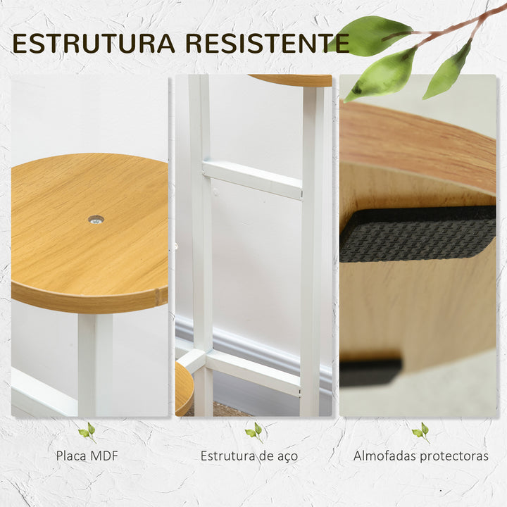 Suporte para Plantas Prateleiras para Plantas de 4 Níveis Suporte para Vasos de Plantas com Estrutura de Aço para Interior e Exterior 40x40x95,5cm Madeira e Branco