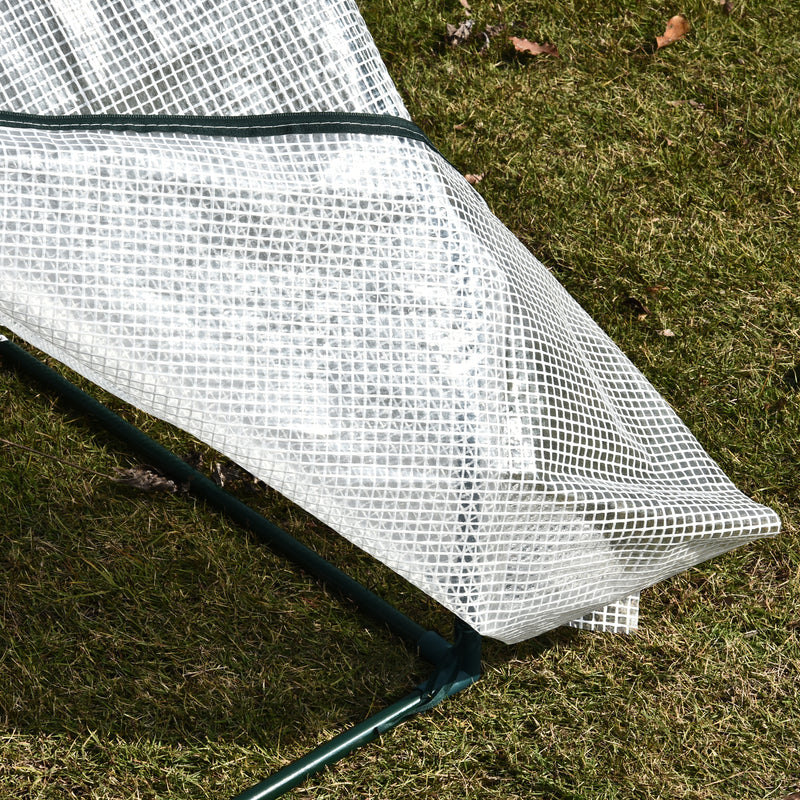 Estufa de Jardim Terraço 100x70x60cm Estufa Pequena com Zíper pra Cultivos de Plantas Flores Estrutura de Aço Cobertura PE Branco