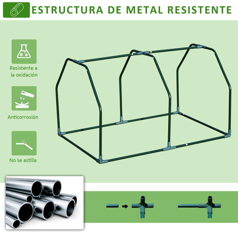 Estufa de Jardim Terraço 100x70x60cm Estufa Pequena com Zíper pra Cultivos de Plantas Flores Estrutura de Aço Cobertura PE Branco