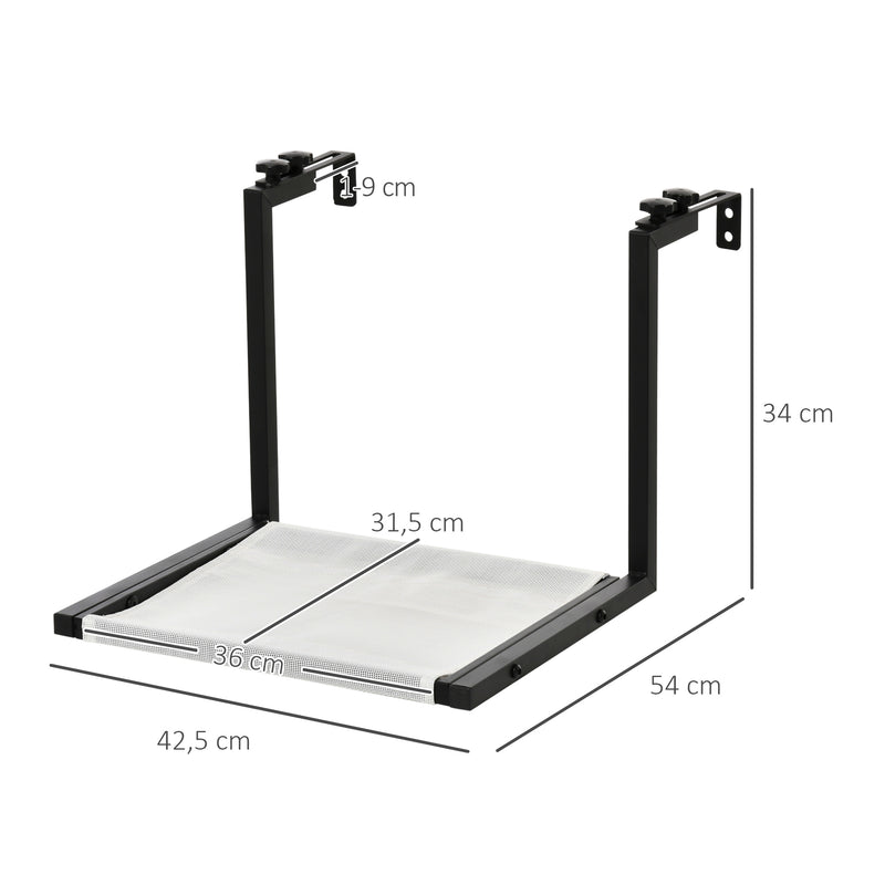 Rede para Gatos para Radiador com Gancho Ajustável Cama Suspensa de Tecido Removível Estrutura de Aço para Protetor de Lareira 42,5x54x34cm Preto e Bege