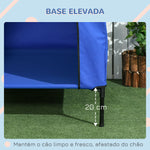 Casa para Cães 130x85x121 cm Cama Elevada para Animais de Estimação com Cobertura Desmontável e Janela de Malha para Cães Grandes e Extra Grandes Azul