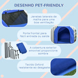 Casa para Cães 130x85x121 cm Cama Elevada para Animais de Estimação com Cobertura Desmontável e Janela de Malha para Cães Grandes e Extra Grandes Azul