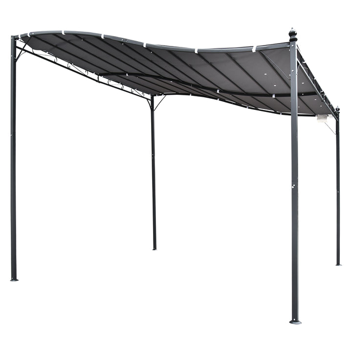 Pergula de jardim 3x3m Gazebo com Toldo e 4 Furos de Drenagem para Pátio Terraço Metal e Poliester 180 g / m² Resistente Cinza