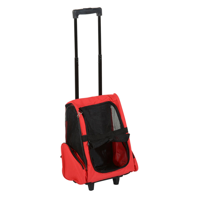 Mochila Transportadora 2 em 1 para Cães, Gatos e outros animais de Estimação - Cor Preto e Vermelho - 35x27x49 cm