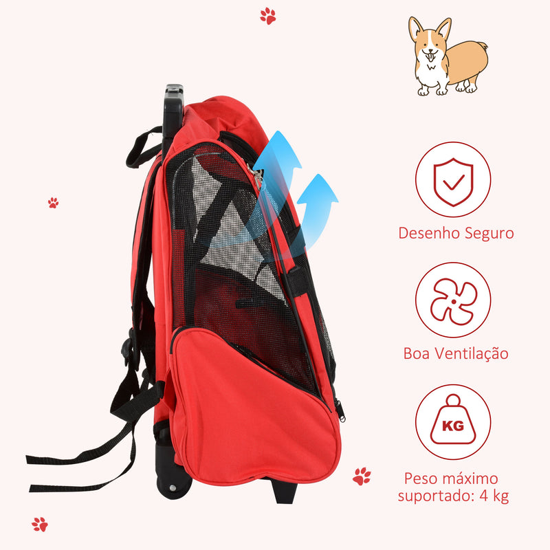 Mochila Transportadora 2 em 1 para Cães, Gatos e outros animais de Estimação - Cor Preto e Vermelho - 35x27x49 cm