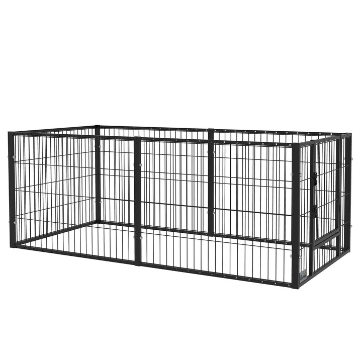 Parque para Cães de 6 Painéis Gaiola de Metal para Animais de Estimação com Largura Ajustável e Estrutura de Aço 82,5-150x79x61 cm Preto