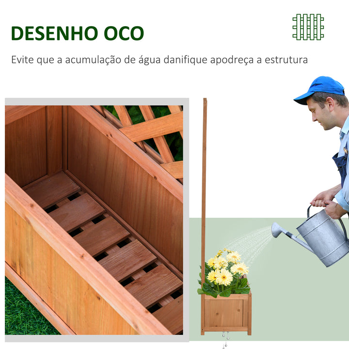Floreira com Treliça de Madeira Caixa de Plantio com Suporte para Plantas Trepadeiras para Cultivo de Plantas Flores Terraço Jardim Exterior 76x36x170cm Marrom