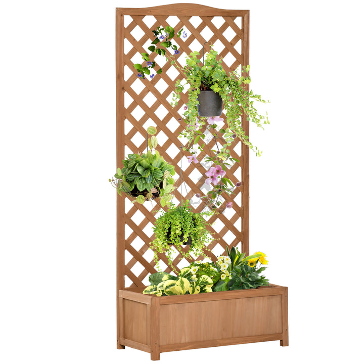 Floreira com Treliça de Madeira Caixa de Plantio com Suporte para Plantas Trepadeiras para Cultivo de Plantas Flores Terraço Jardim Exterior 76x36x170cm Marrom