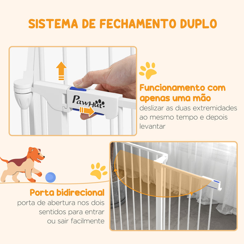 Parque para Cães de 6 Painéis Parque para Animais de Estimação Dobrável de Aço com Duplo Travamento Função de Bloqueio e Forma Modular 123x102x90 cm Branco