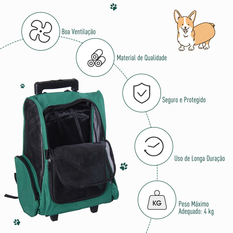 Mochila para cão ou gato Transportadora 2 em 1 Verde e Preto Oxford Aço 35x27x49 cm