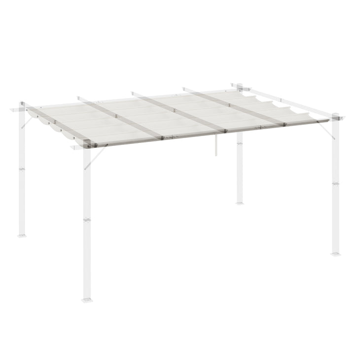 Cobertura para Pérgola 3,5x2,5 m Teto de Substituição Retrátil para Pérgola com 10 Orifícios de Drenagem Creme