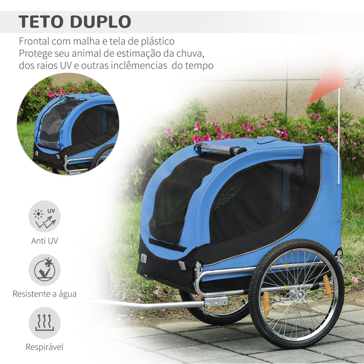 Atrelado de Bicicleta Cão de Estimação 130x90x110 cm 1 Bandeira 6 Refletores Bicicleta