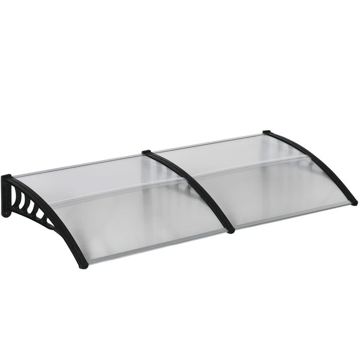 Marquise de Proteção 200x100cm Marquise Exterior para Portas e Janelas contra o Sol e Chuva com Suporte de PP Policarbonato Transparente