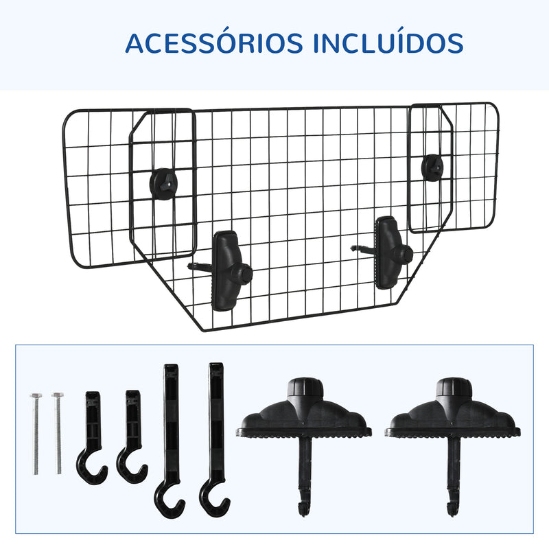 Grade de Segurança de Carro para Cães Universal Grade de Segurança para Cães com Largura Ajustável 90-120x40,5cm Preto