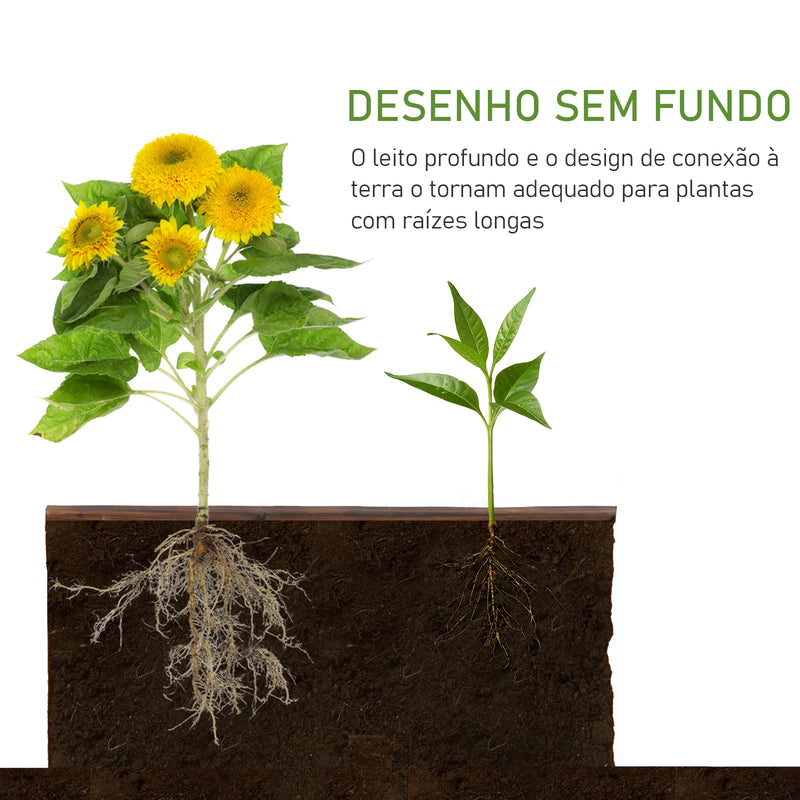 Floreira de Abeto maciço Canteiro de jardim para Cultivo de Plantas 80x80x22,5 cm Castanho