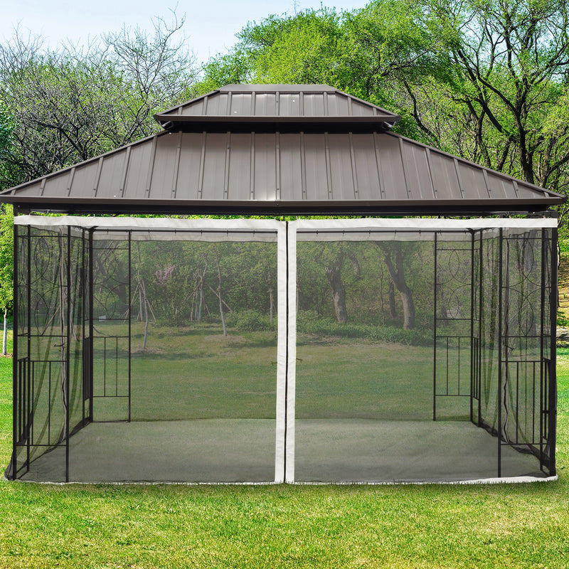 4 painéis laterais 335x207 cm para tenda de jardimmosquiteira para gazebo com zíperes e anéis preto