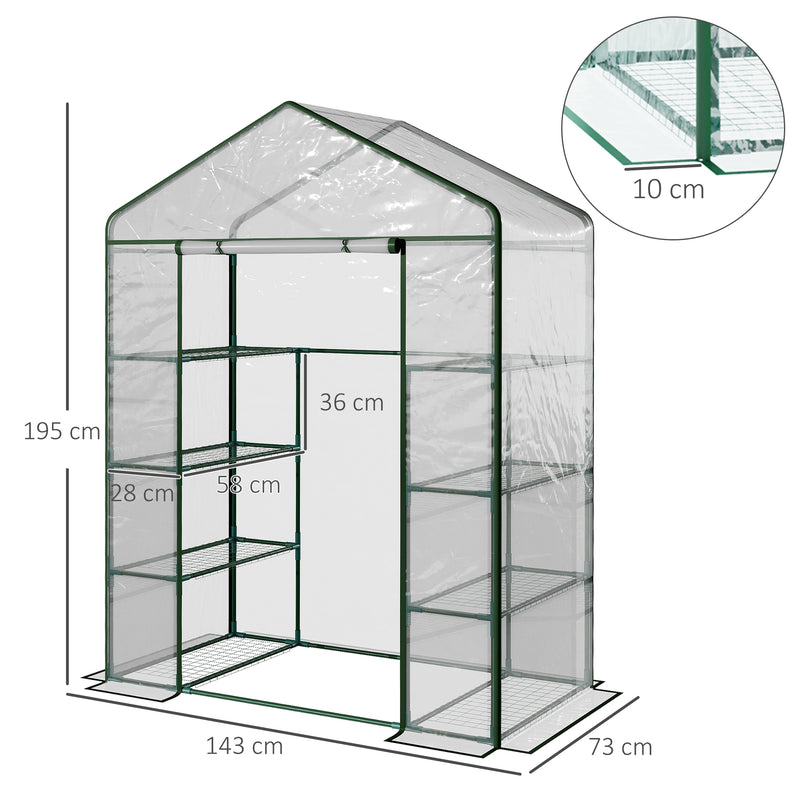 Estufa de jardim Cabana para colheitas Plantas Tomates Flores 143x73x195cm Tampa de tubo de aço PVC