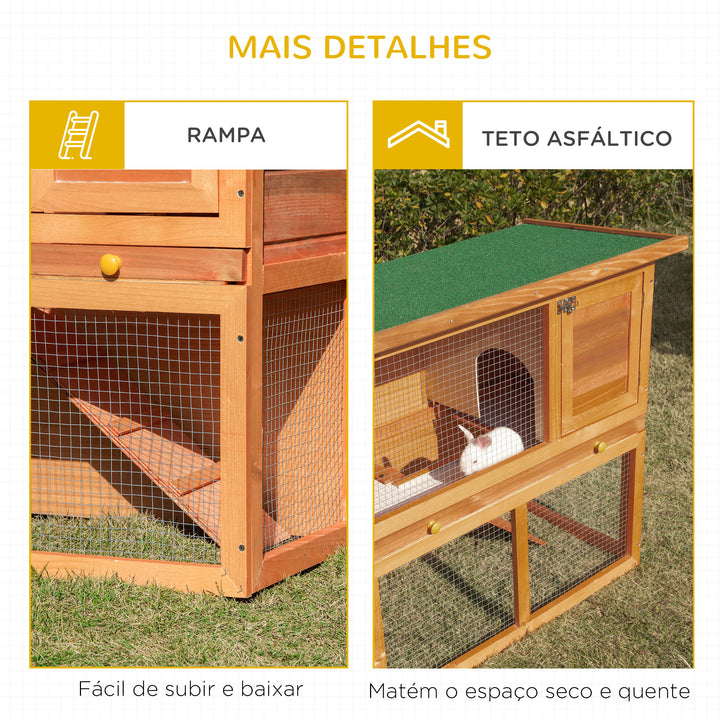 Coelheira de Madeira para pequenos animais de estimação fácil de limpar e montar Amarelo e verde 90x45x80 cm