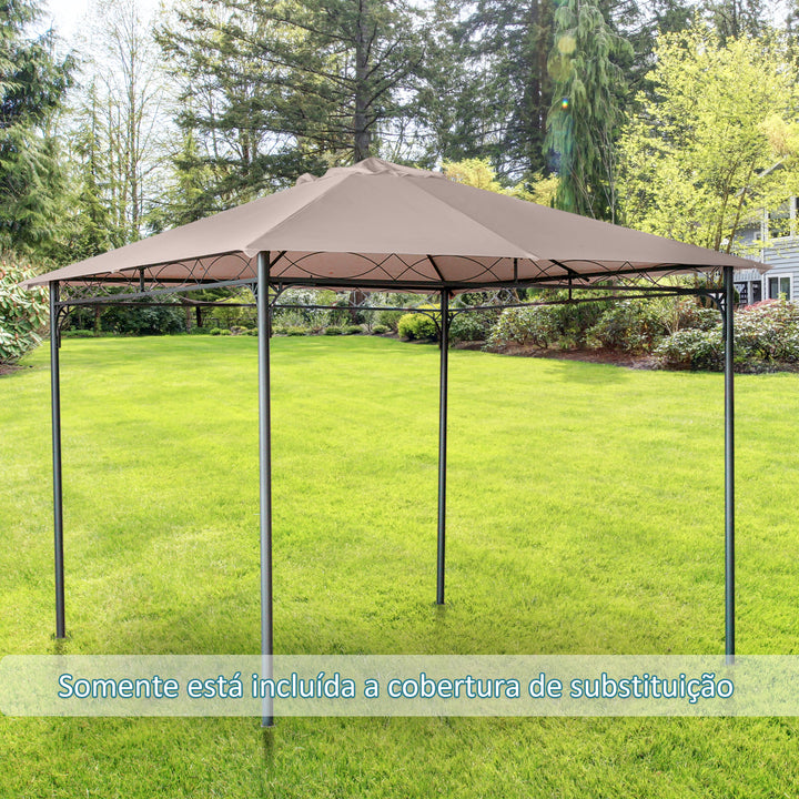 Toldo de Substituição de 3x3m para Pérgola de Jardim com 8 Orifícios de Drenagem e Ventilação Bege