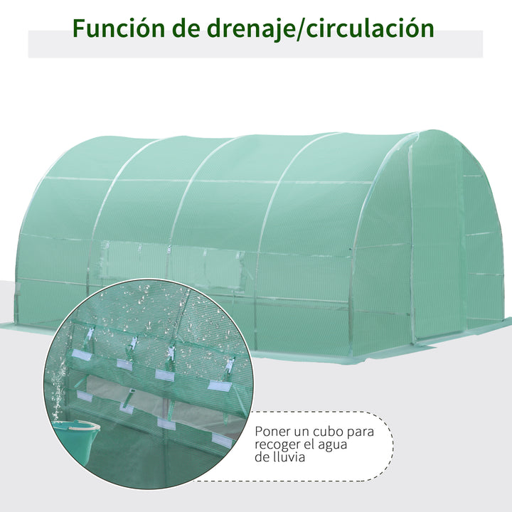 Estufa de Jardim e Quintal com 6 janelas para Cultivar Plantas e Verduras Coberta de PE 140g/? Material de Aço - 6x3x2m