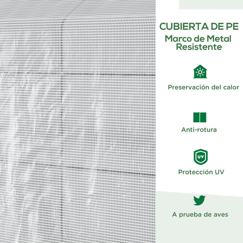 Estufa de Jardim Estufa Caseira com 4 Prateleiras Porta Enrolável Cobertura de PE 140g/m² e Estrutura de Aço para Cultivos de Plantas Flores 120x186x190cm Branco