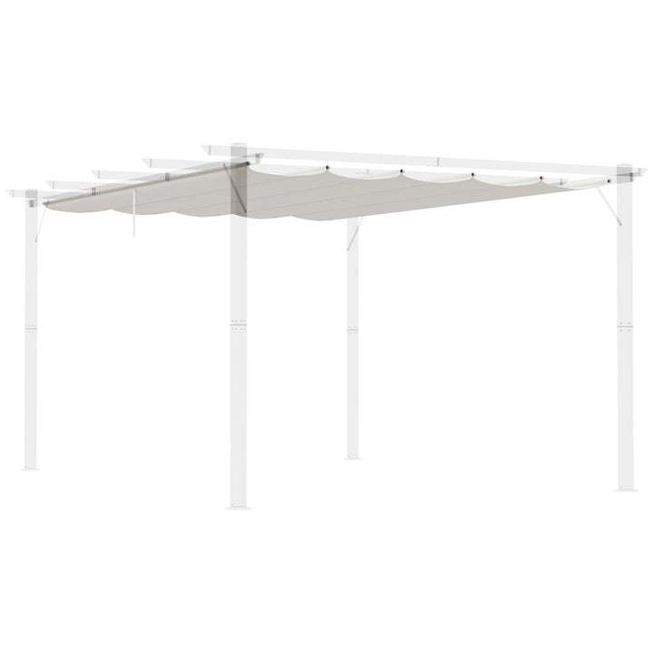 Cobertura para Pérgola 3,5x2,5 m Teto de Substituição Retrátil para Pérgola com 10 Orifícios de Drenagem Creme