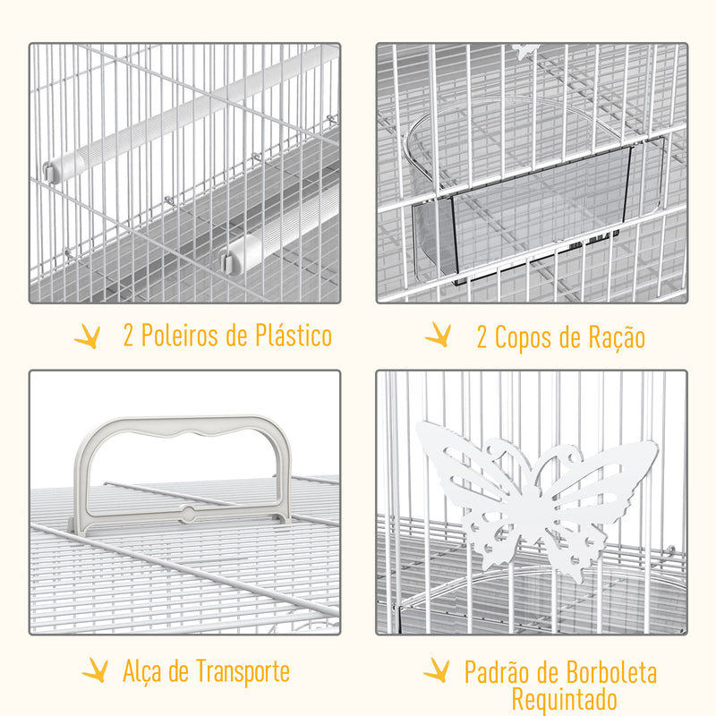 Gaiola Pássaros 60 x 41 x 41 cm Branco Ferro e PP