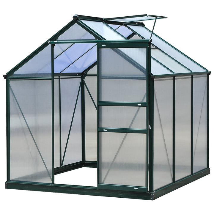 Estufa de Jardim 2x2,m de Policarbonato e Alumínio Estufa com Clarabóia Proteção UV 30 e Base 3,65 m² para Vasos Cultivos de Plantas e Flores Transparente