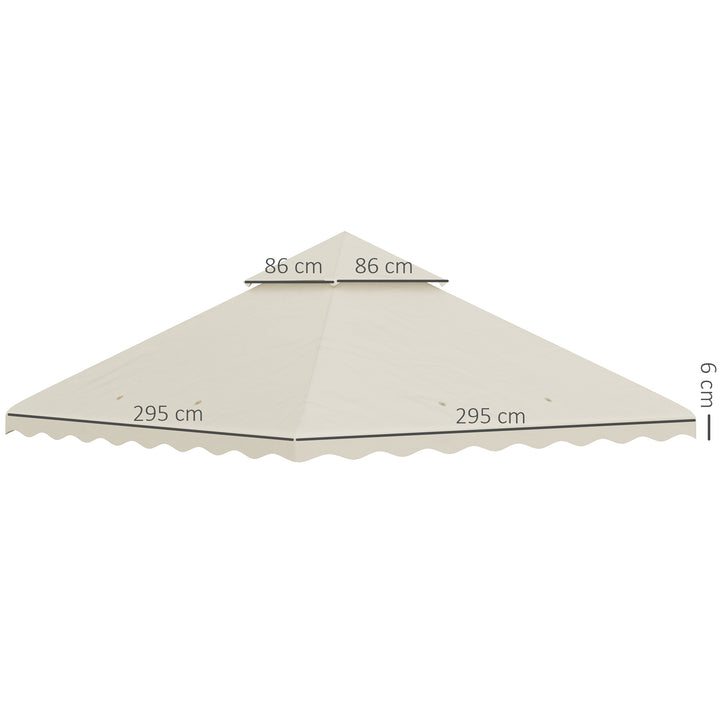 Toldo de Substituição para Pérgola 2,95x2,95 cm Cobertura de Substituição com Teto Duplo e 10 Orifícios de Drenagem Tecido de Poliéster para Pátio Jardim Creme