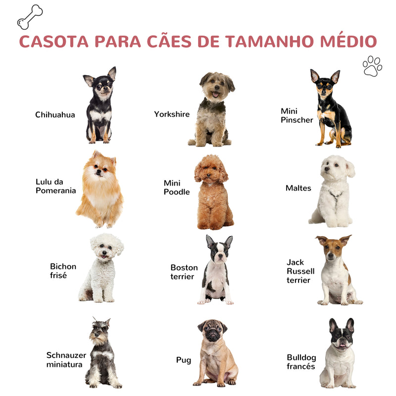 Casota para Cães com Porta Removível Base Elevada 3 Respiradouros e Janela para Interior e Exterior 72x87x75cm Cinza e Vermelho