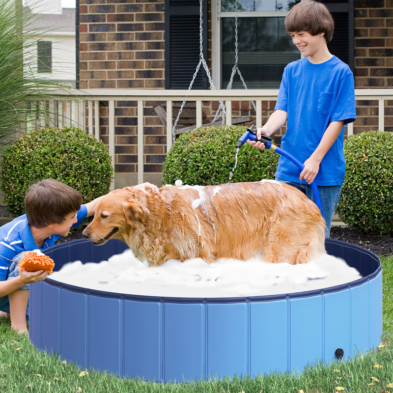 Banheira dobrável para cães piscina para animais de estimação PVC antiderrapante resistente ao desgaste Adequado para interior e exterior Ø140x30cm azul