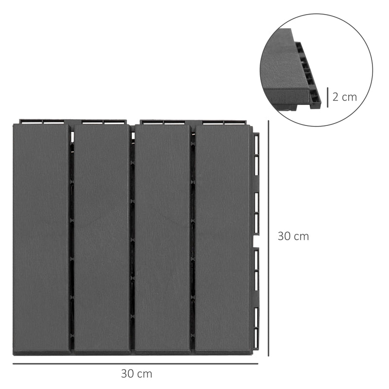 Pisos para áreas externas 30x30 Pacote de 9 peças Cobre 0,81 m² Preto